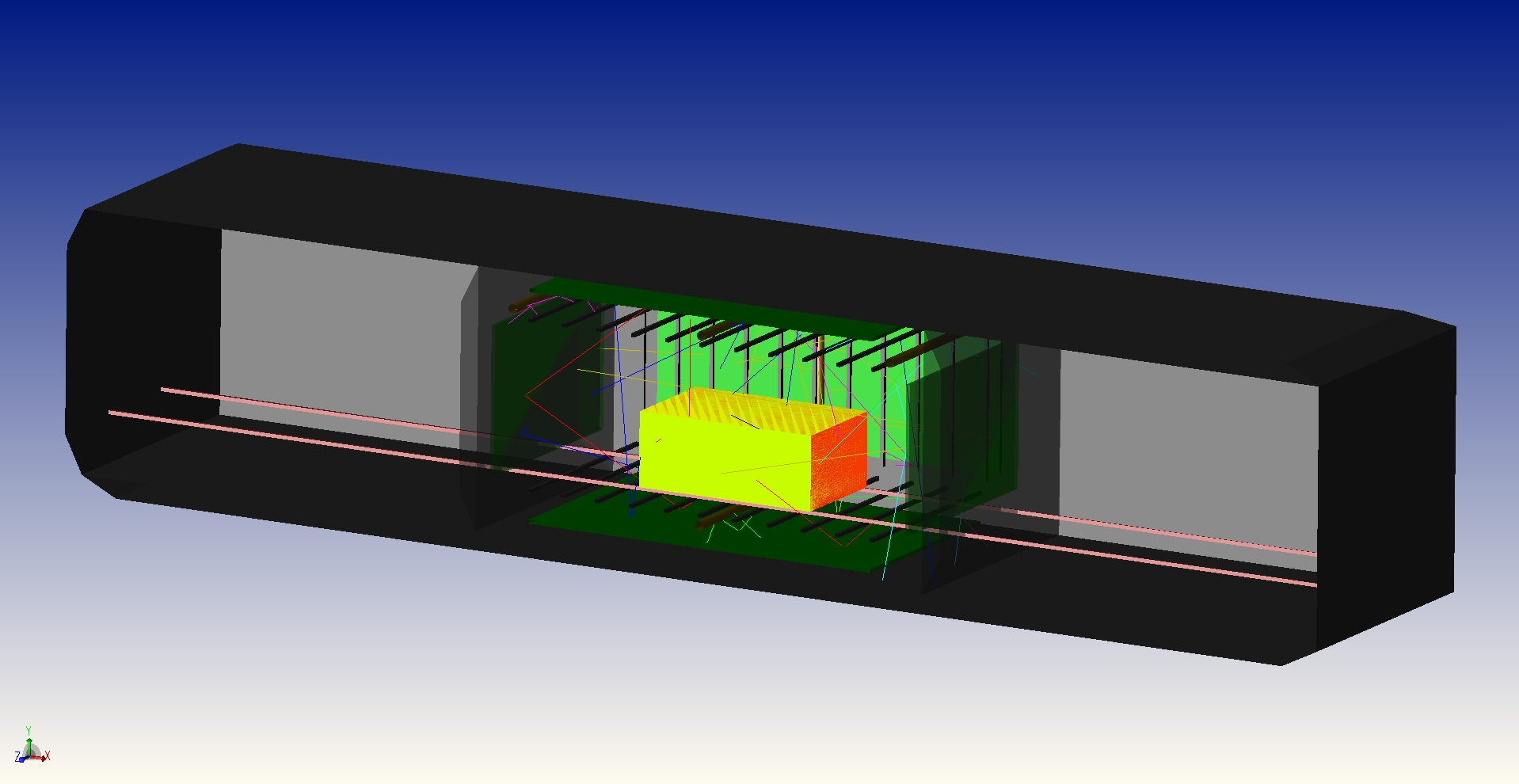 Simulation einer Paketschleuse mit UV-Licht zur Desinfektion von Paketoberflächen