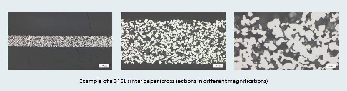 Specifications sinter paper