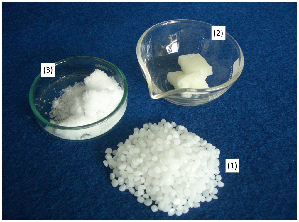 Selected phase change materials for latent thermal storage: (1) Paraffin RT82 (melting point 82 °C), (2) Aluminium sulphate salt hydrate (melting point 88 °C), (3) Potassium nitrate (melting point 337 °C) 