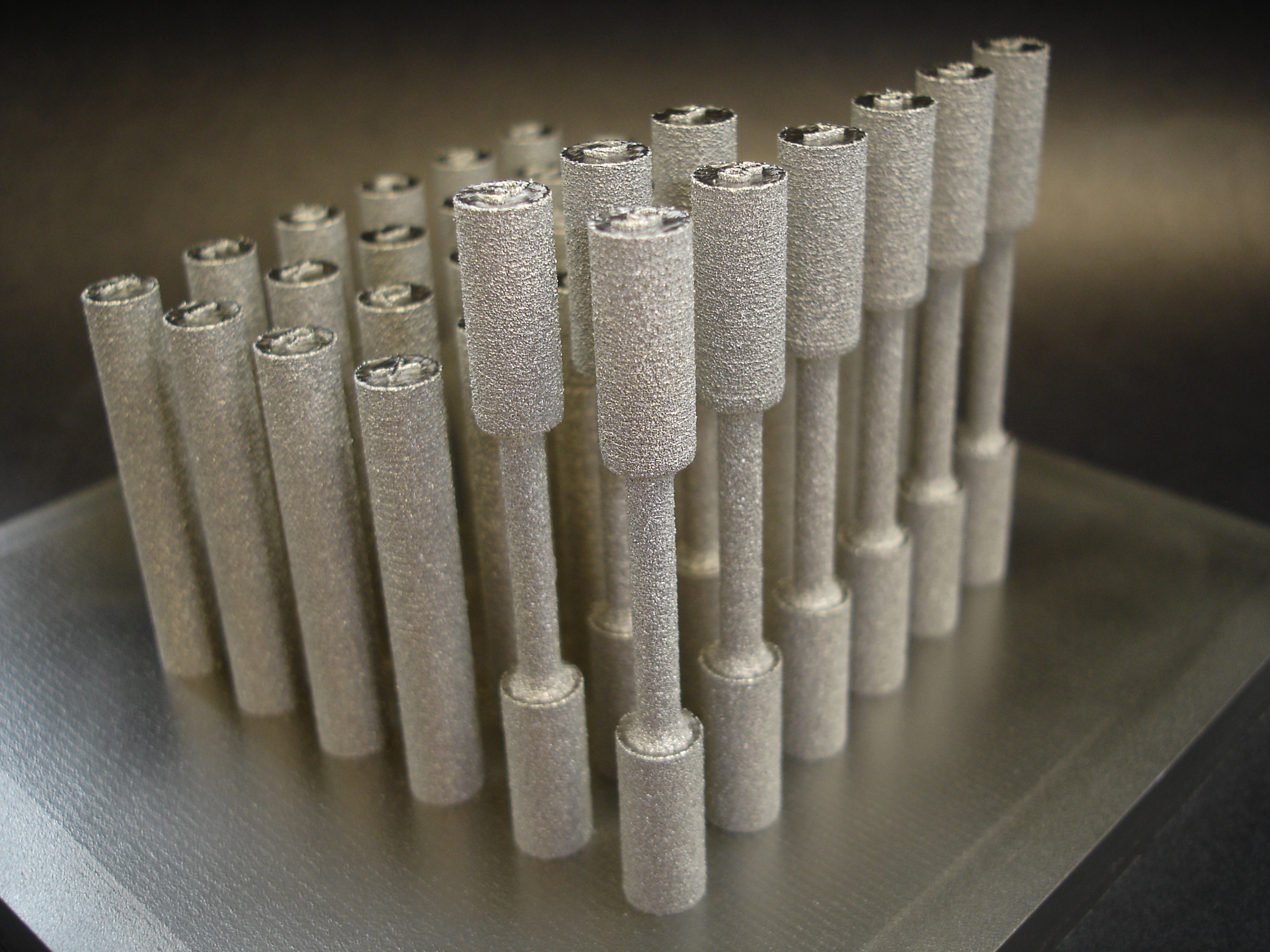 Tensile samples constructed with SEBM made of 316L