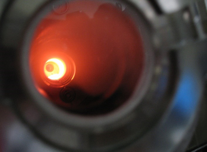 View into a sintering furnace