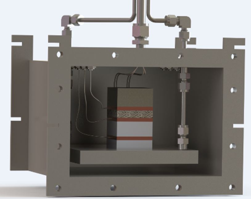 High-temperature plate test rig for determining thermal conductivity High-temperature plate test rig for determining thermal conductivity