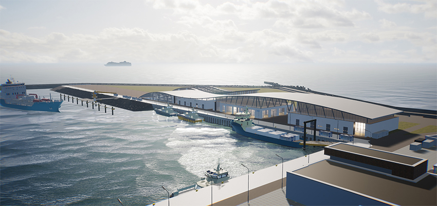 A look into the future: This is what Heligoland's southern harbour could look like when green hydrogen from the North Sea is transported via the ports to consumers on the mainland.