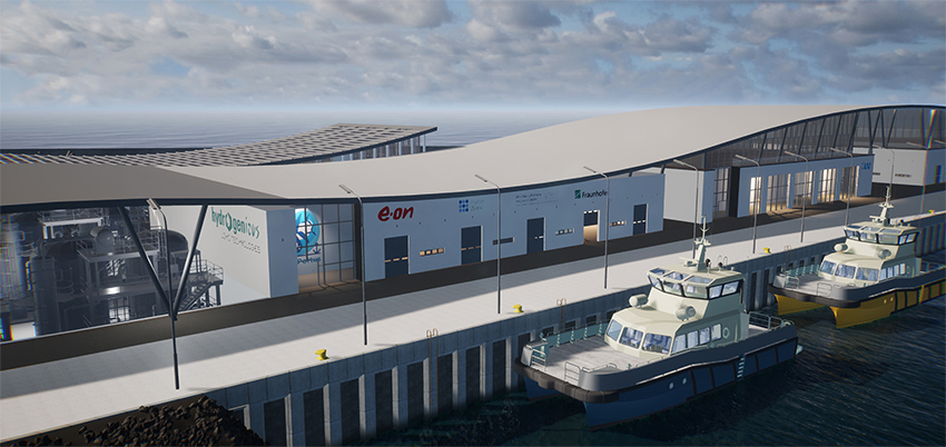 A look into the future: A modern infrastructure is being built in Helgoland's southern harbour for green hydrogen from the North Sea.