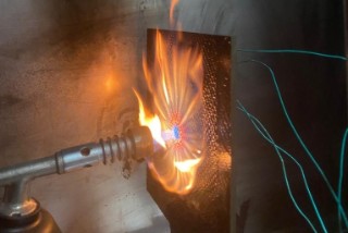 Fire penetration test to determine the thermal permeability.