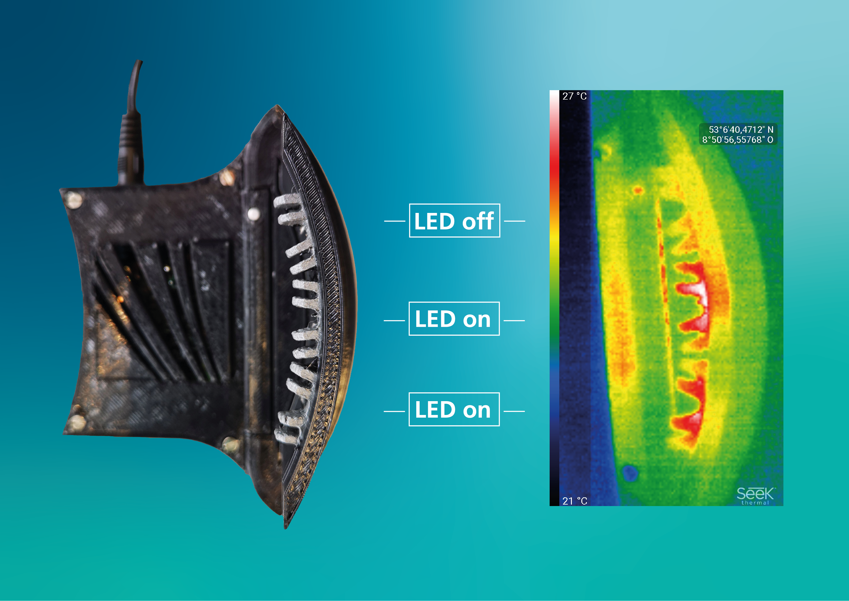3D-printed plastic component with integrated LEDs