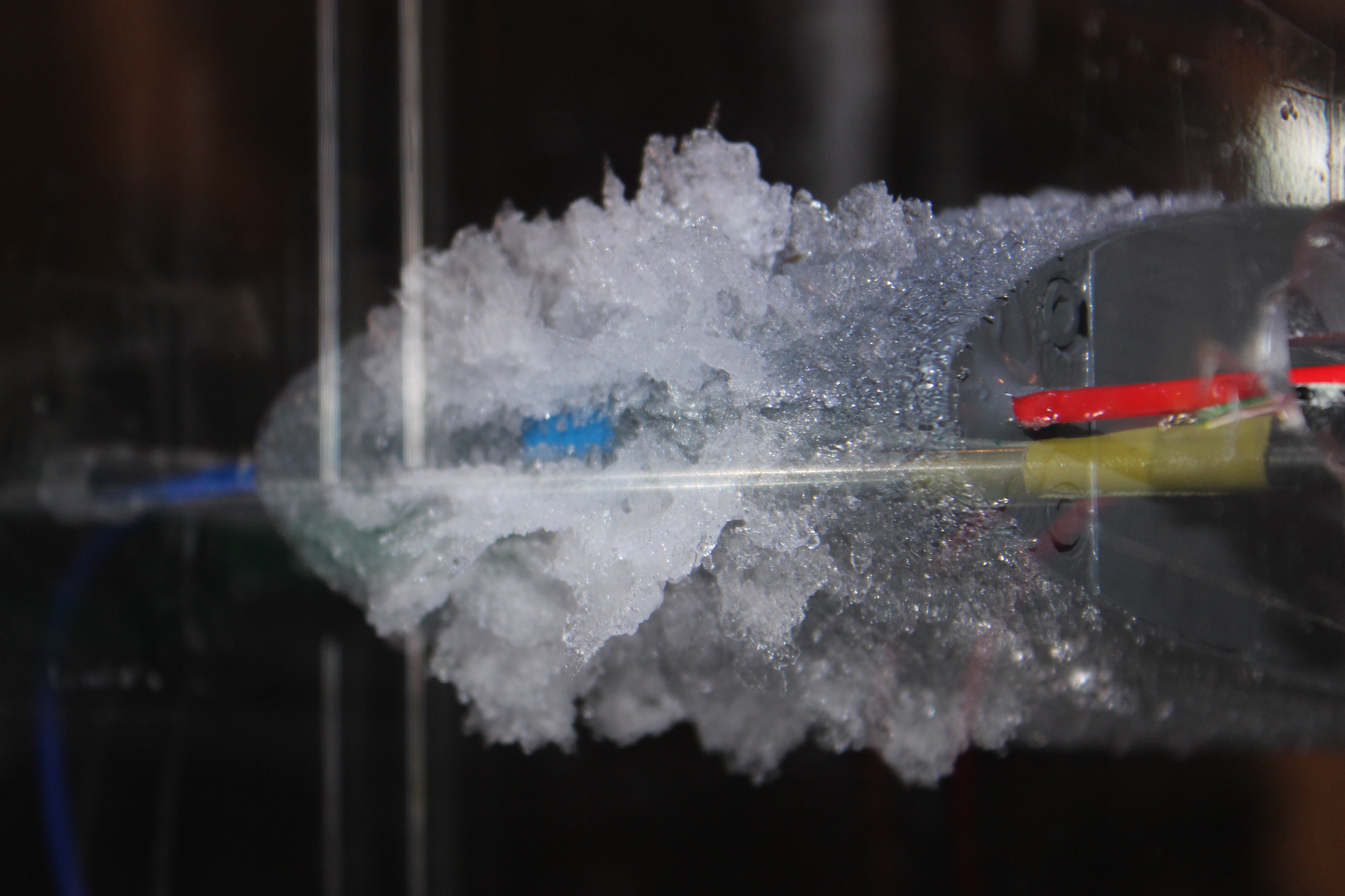 Iced leading edge of a wing in the ice wind tunnel of Fraunhofer IFAM
