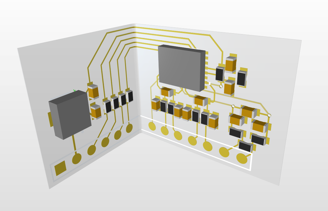 Multilayer design for printed hybrid electronics.